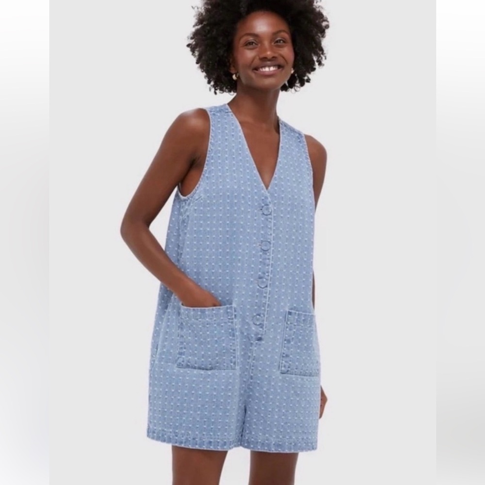NWT Tuckernuck Denim Dot Romper Women’s Size XS